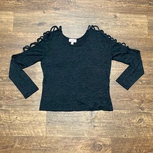 BONGO Women Gray Peak a Boo Shoulder Blouse | XL